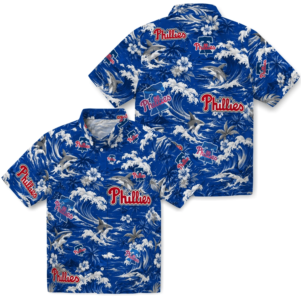 philadelphia-phillies-hawaiian-shirt-customized-wave-florals-blue-high-quality