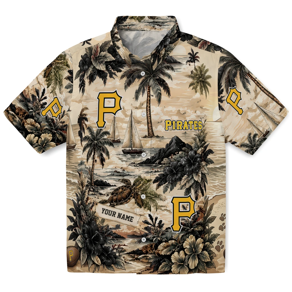 pittsburgh-pirates-hawaiian-shirt-custom-island-voyage-black-beige-best-selling pittsburgh pirates hawaiian shirt custom island voyage black beige best selling