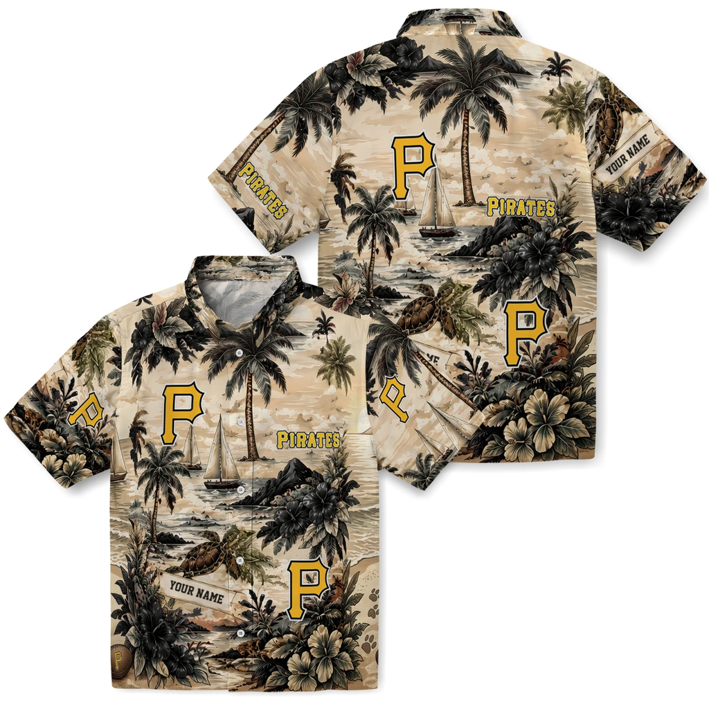 pittsburgh-pirates-hawaiian-shirt-custom-island-voyage-black-beige-high-quality