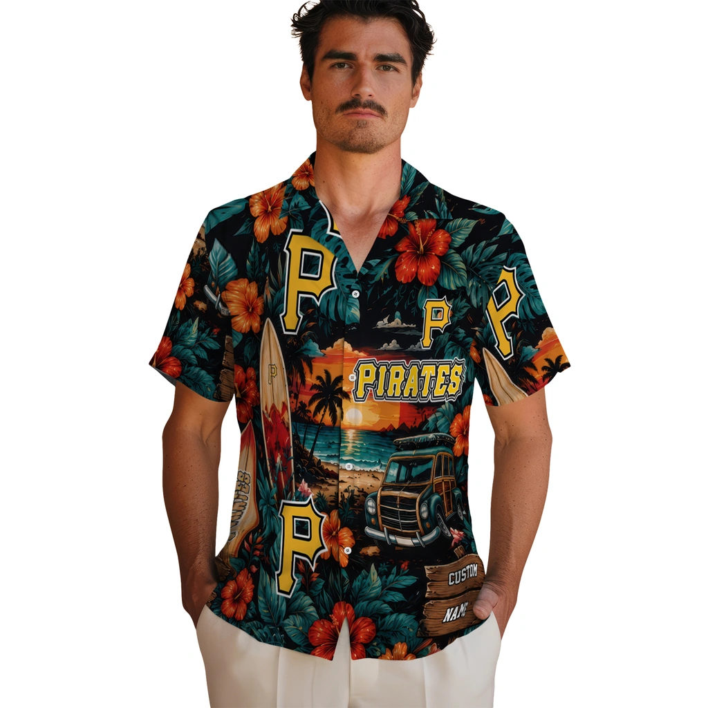 pittsburgh-pirates-hawaiian-shirt-customized-scenic-collage-black-green-fashion-forward