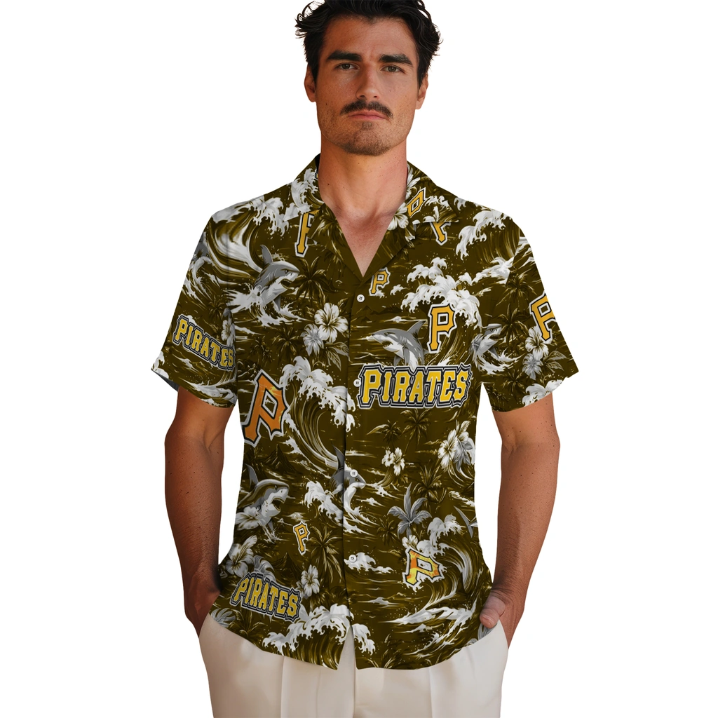 pittsburgh-pirates-hawaiian-shirt-personalized-wave-florals-black-fashion-forward
