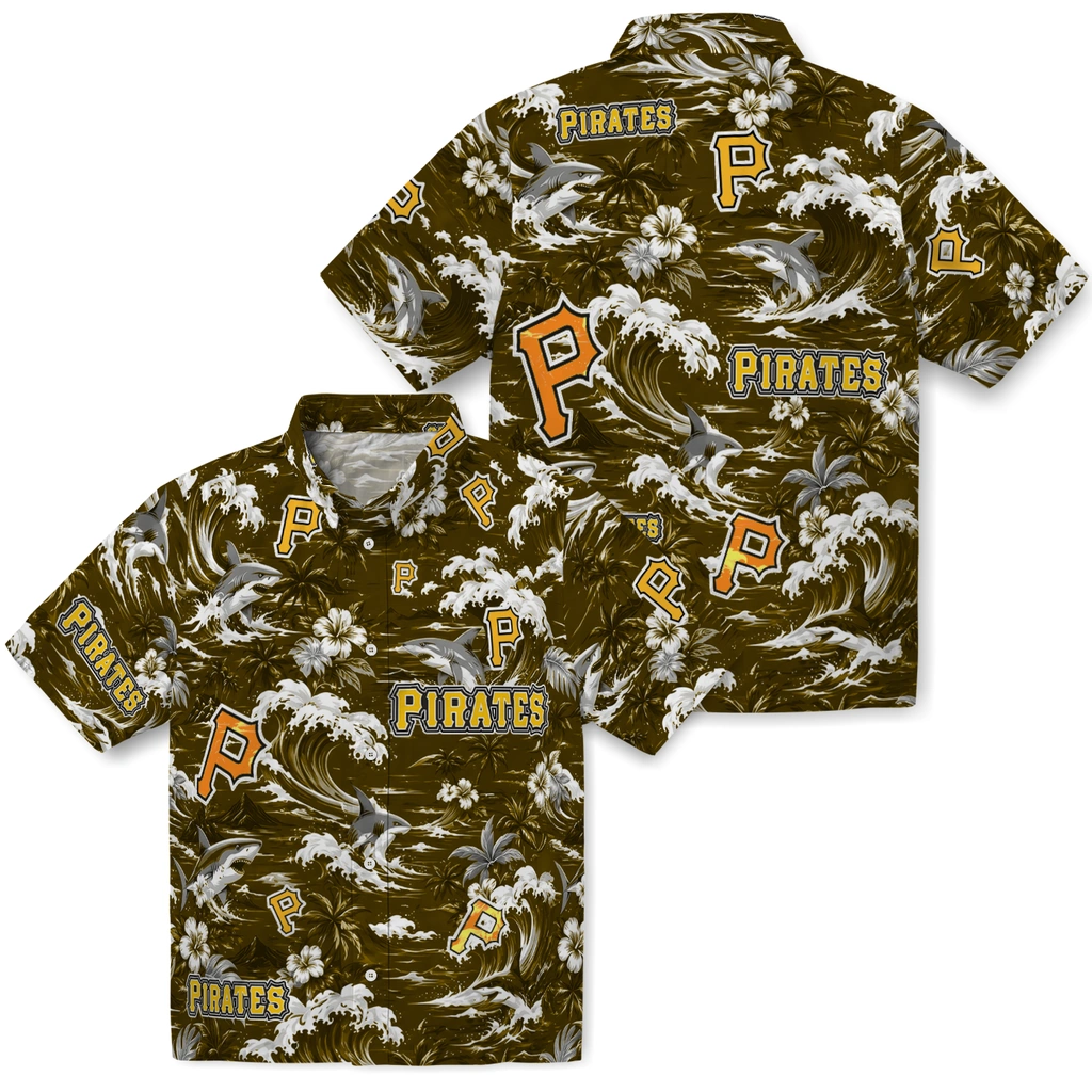 pittsburgh-pirates-hawaiian-shirt-personalized-wave-florals-black-high-quality