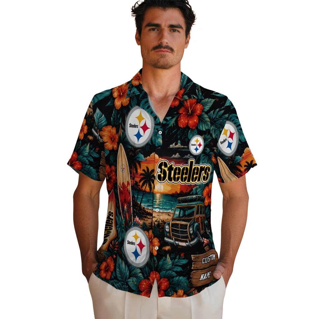 pittsburgh-steelers-hawaiian-shirt-custom-scenic-collage-black-green-fashion-forward