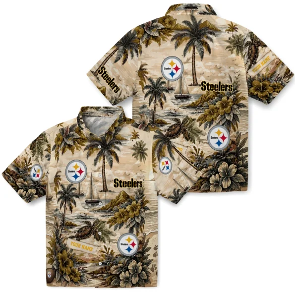 pittsburgh-steelers-hawaiian-shirt-personalized-island-voyage-gold-beige-high-quality