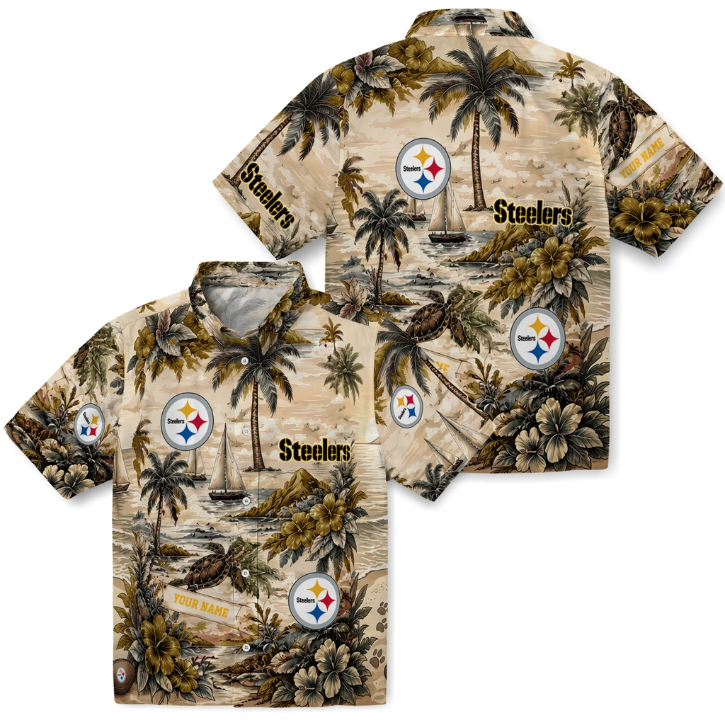 pittsburgh-steelers-hawaiian-shirt-personalized-island-voyage-gold-beige-high-quality