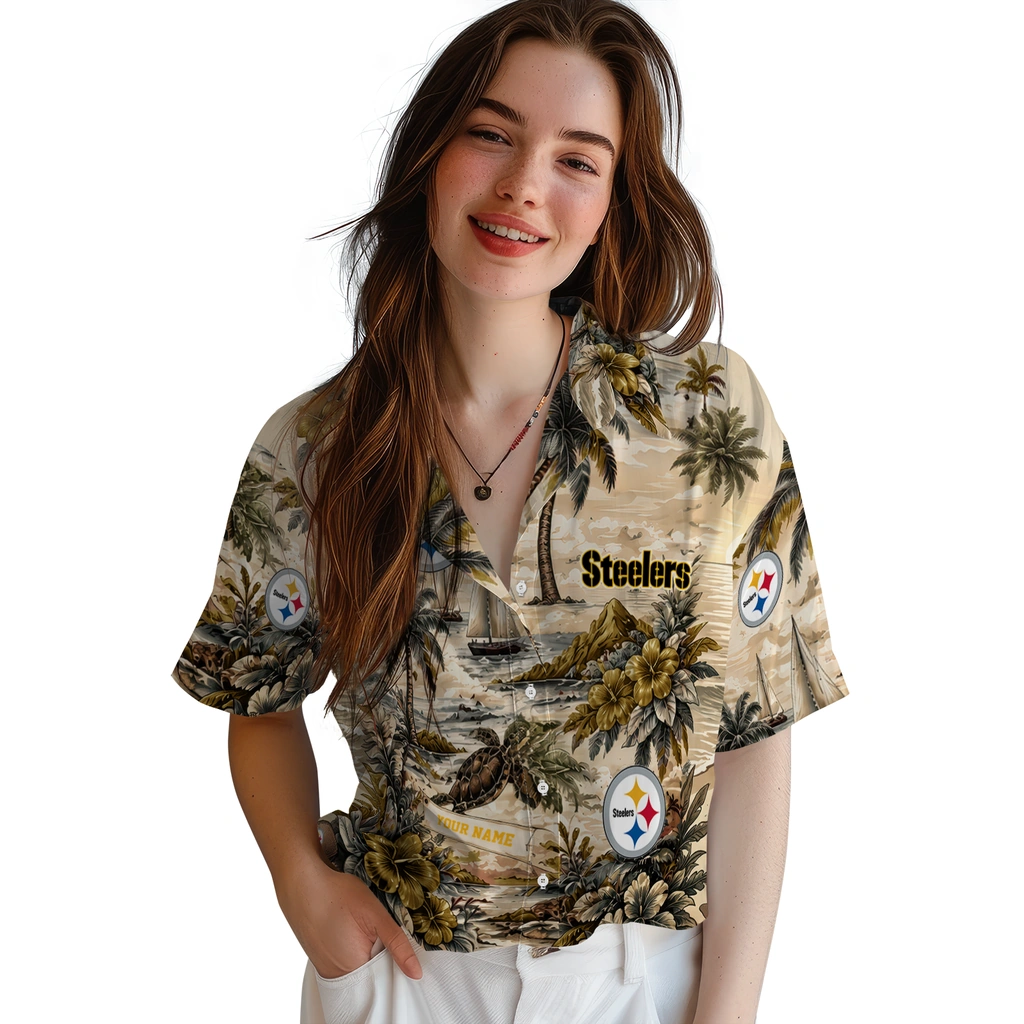 pittsburgh-steelers-hawaiian-shirt-personalized-island-voyage-gold-beige-latest-model
