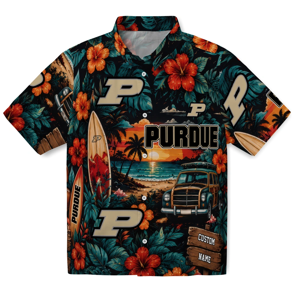 purdue-boilermakers-hawaiian-shirt-custom-scenic-collage-black-green-best-selling purdue boilermakers hawaiian shirt custom scenic collage black green best selling