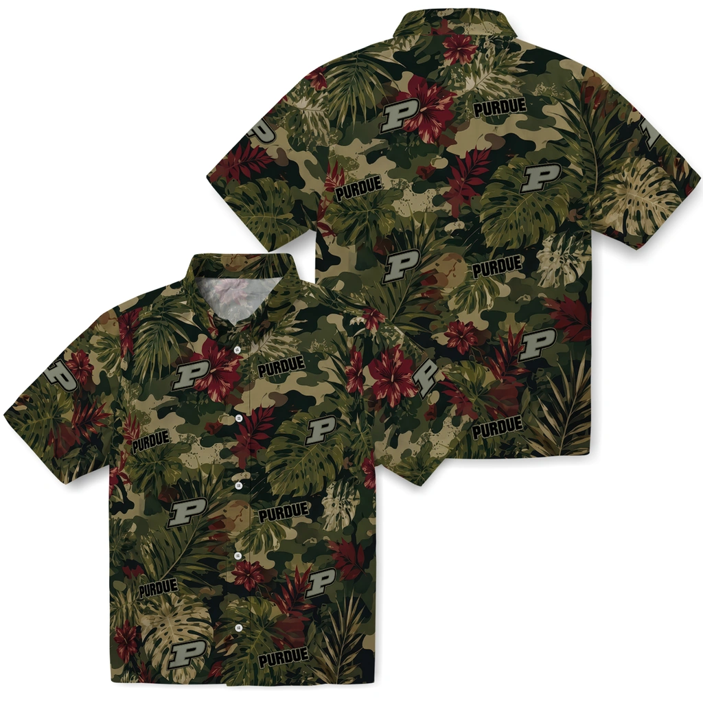 purdue-boilermakers-hawaiian-shirt-customized-foliage-camo-dark-olive-green-high-quality