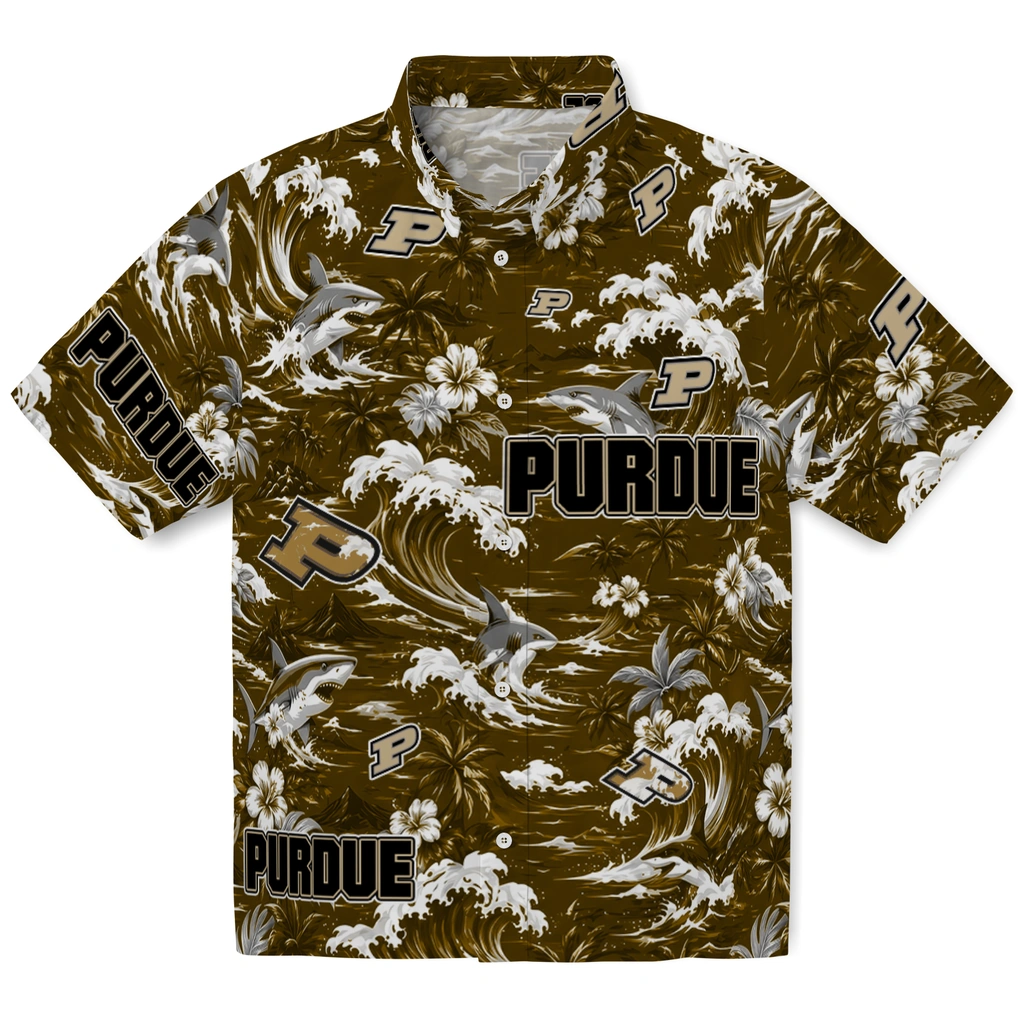 purdue-boilermakers-hawaiian-shirt-customized-wave-florals-gold-best-selling purdue boilermakers hawaiian shirt customized wave florals gold best selling