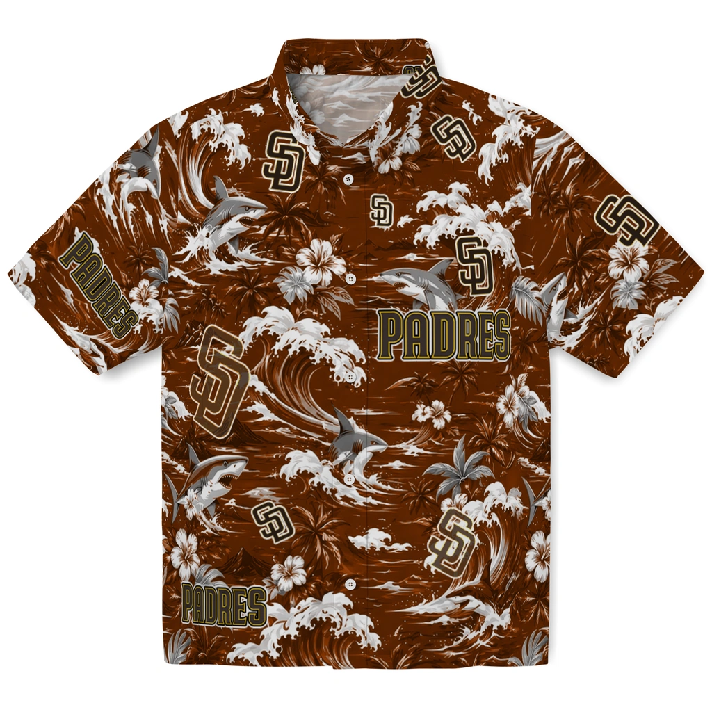 san-diego-padres-hawaiian-shirt-custom-wave-florals-brown-best-selling san diego padres hawaiian shirt custom wave florals brown best selling