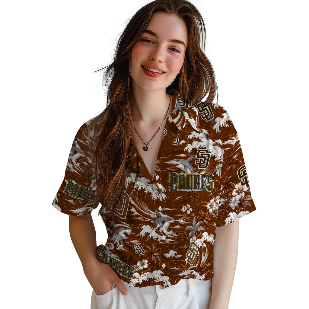 san-diego-padres-hawaiian-shirt-custom-wave-florals-brown-latest-model