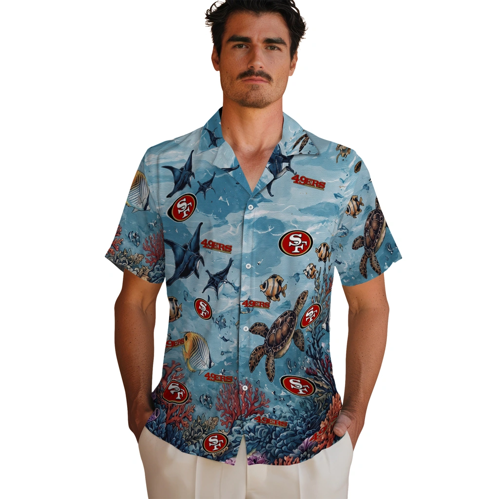 san-francisco-49ers-hawaiian-shirt-customized-coral-reef-aqua-fashion-forward