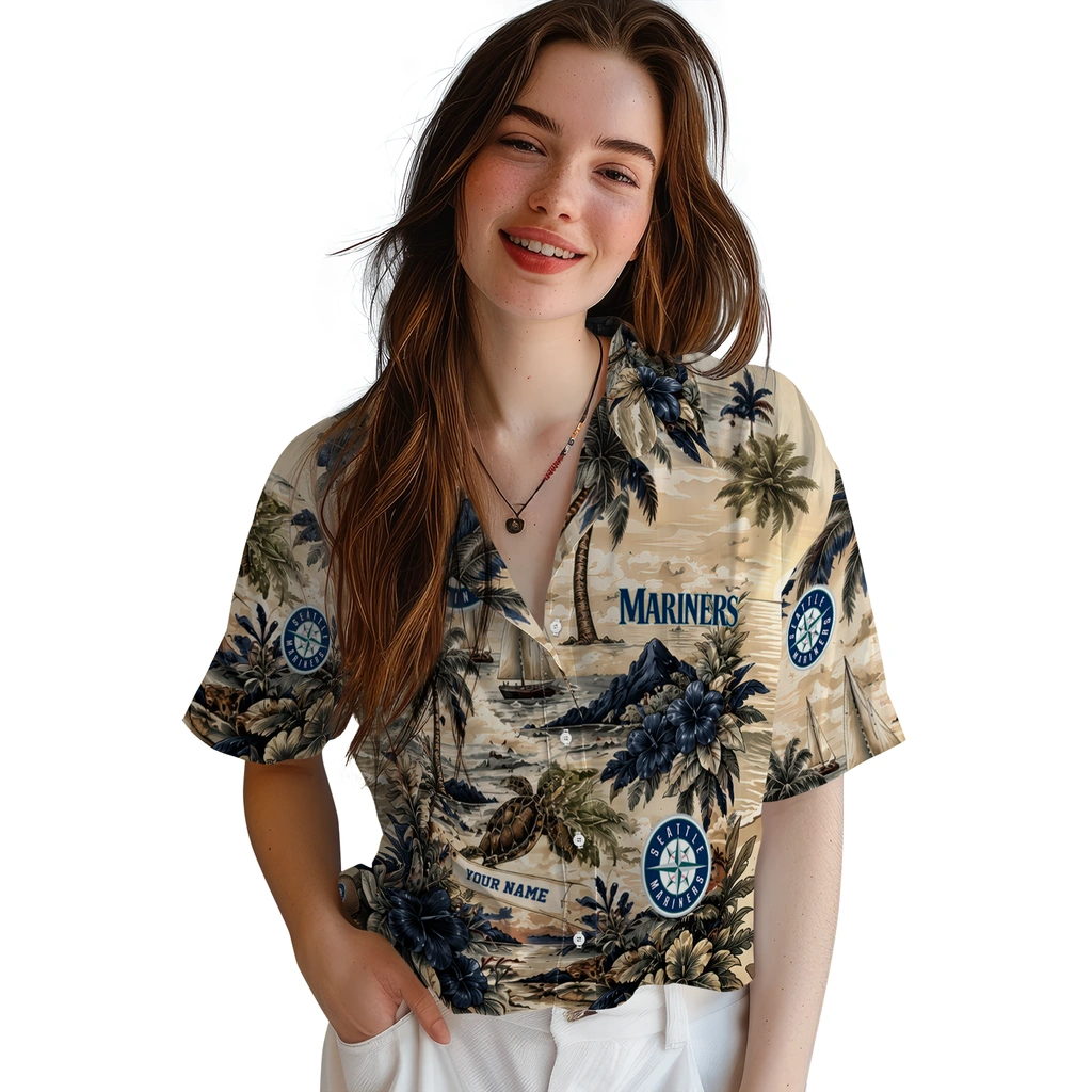 seattle-mariners-hawaiian-shirt-custom-island-voyage-navy-blue-beige-latest-model