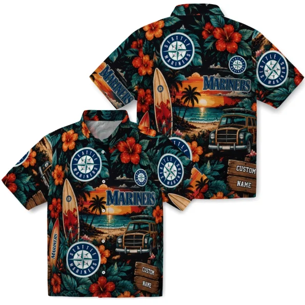seattle-mariners-hawaiian-shirt-customized-scenic-collage-black-green-high-quality