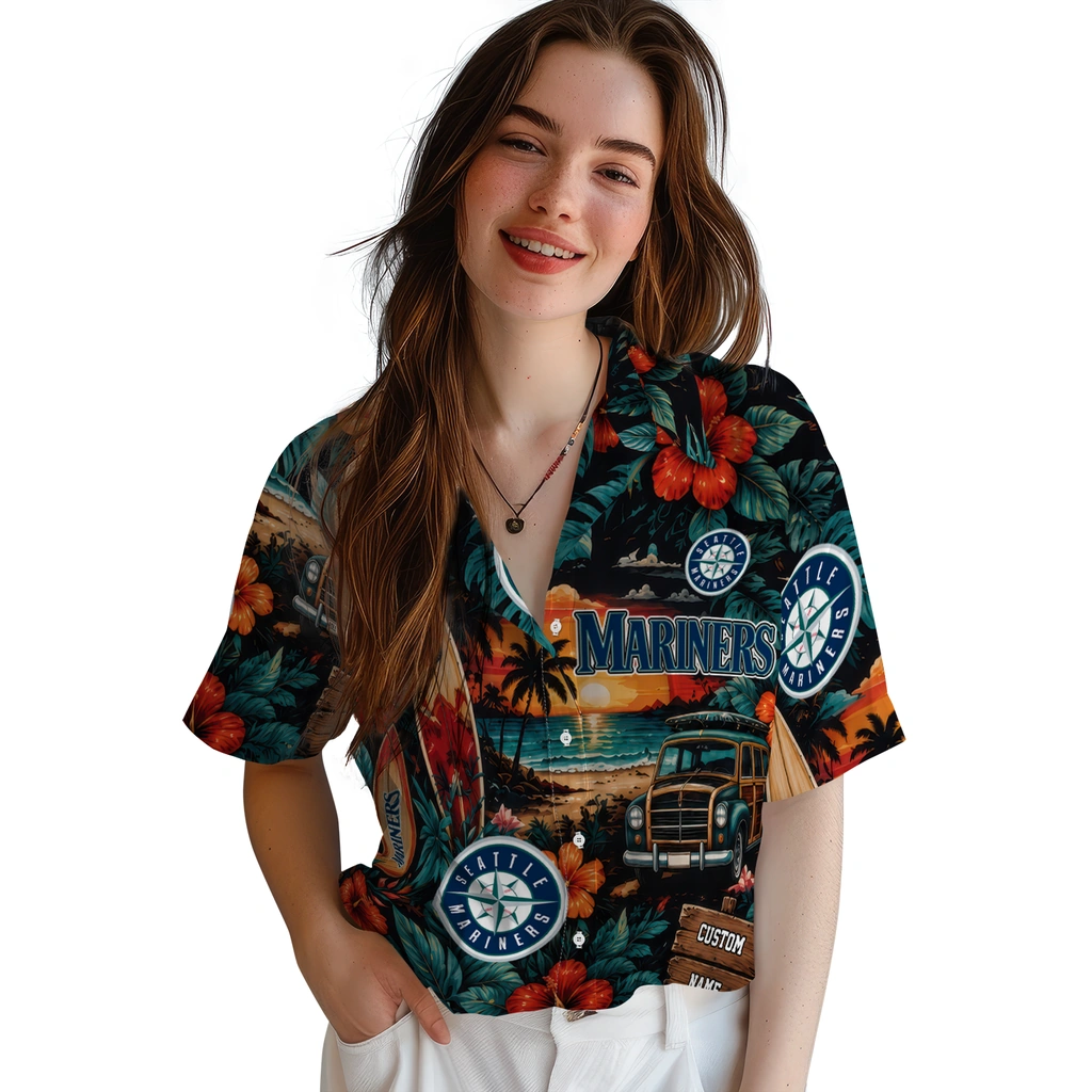 seattle-mariners-hawaiian-shirt-customized-scenic-collage-black-green-latest-model