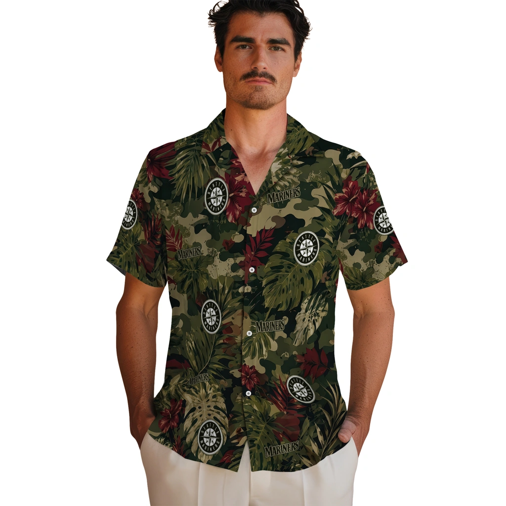 seattle-mariners-hawaiian-shirt-personalized-foliage-camo-dark-olive-green-fashion-forward