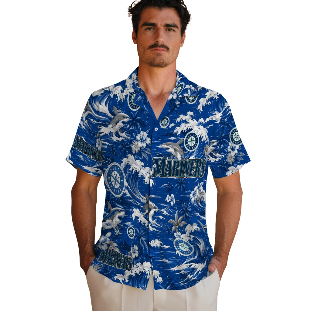 seattle-mariners-hawaiian-shirt-personalized-wave-florals-navy-blue-fashion-forward