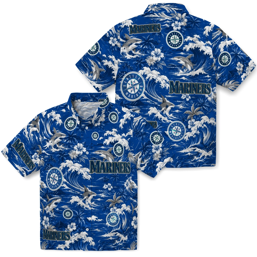 seattle-mariners-hawaiian-shirt-personalized-wave-florals-navy-blue-high-quality