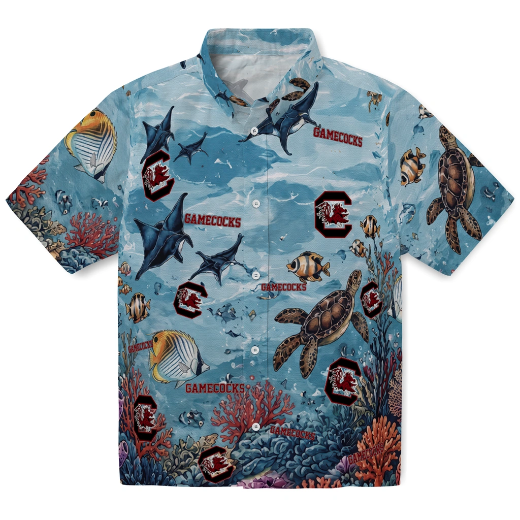 south-carolina-gamecocks-hawaiian-shirt-custom-coral-reef-aqua-best-selling south carolina gamecocks hawaiian shirt custom coral reef aqua best selling