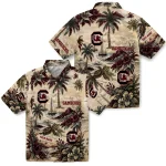south-carolina-gamecocks-hawaiian-shirt-personalized-island-voyage-garnet-beige-best-selling