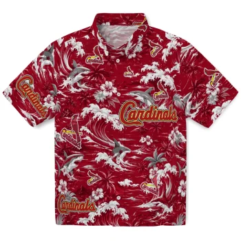 St. Louis Cardinals Hawaiian Shirt - Custom Wave Florals Red