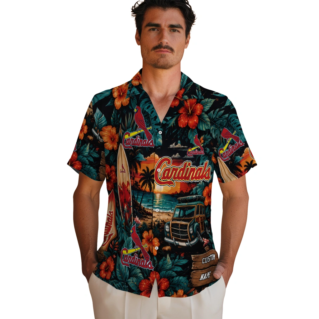 st-louis-cardinals-hawaiian-shirt-personalized-scenic-collage-black-green-fashion-forward
