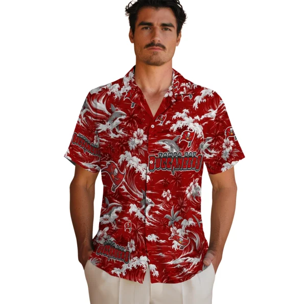 tampa-bay-buccaneers-hawaiian-shirt-customized-wave-florals-red-fashion-forward