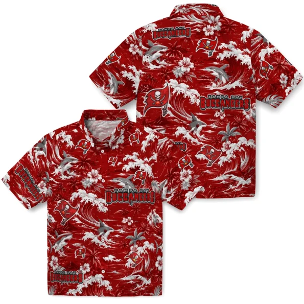 tampa-bay-buccaneers-hawaiian-shirt-customized-wave-florals-red-high-quality