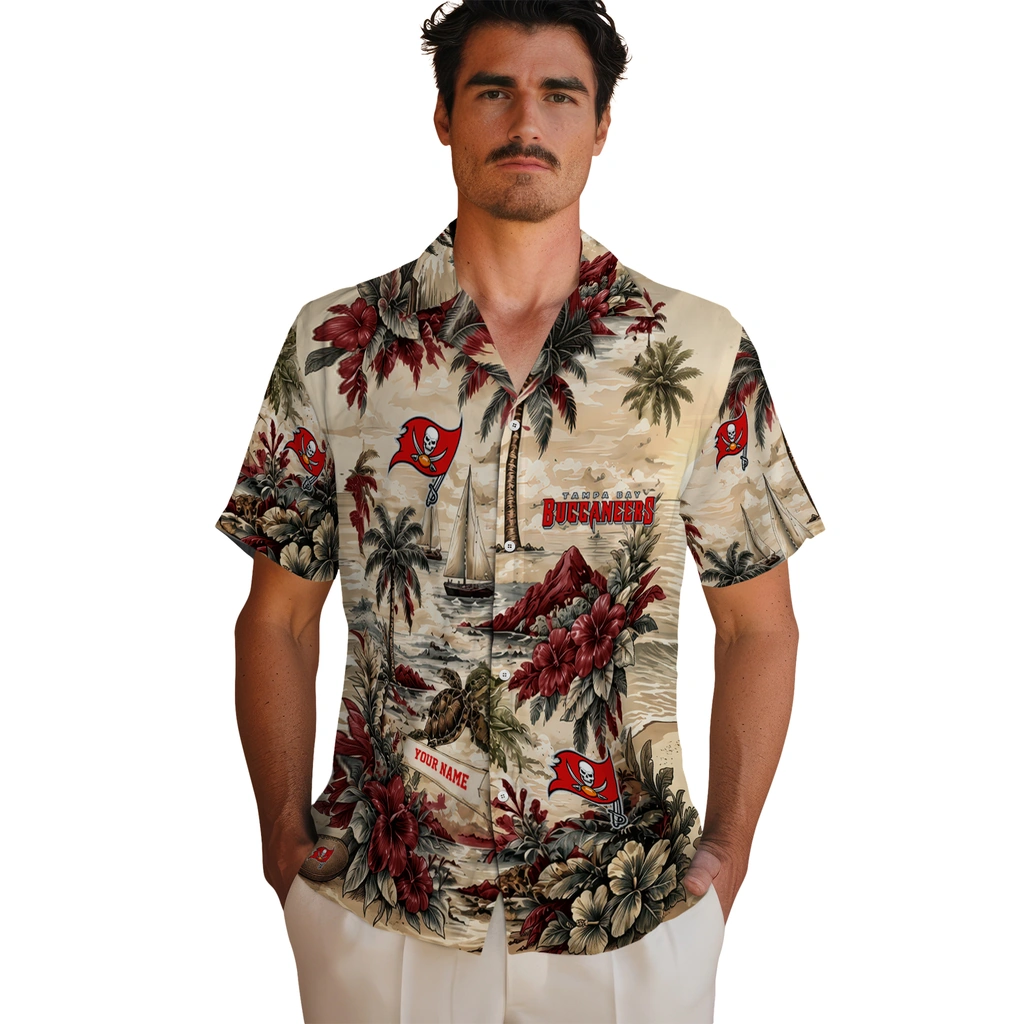 tampa-bay-buccaneers-hawaiian-shirt-personalized-island-voyage-red-beige-fashion-forward