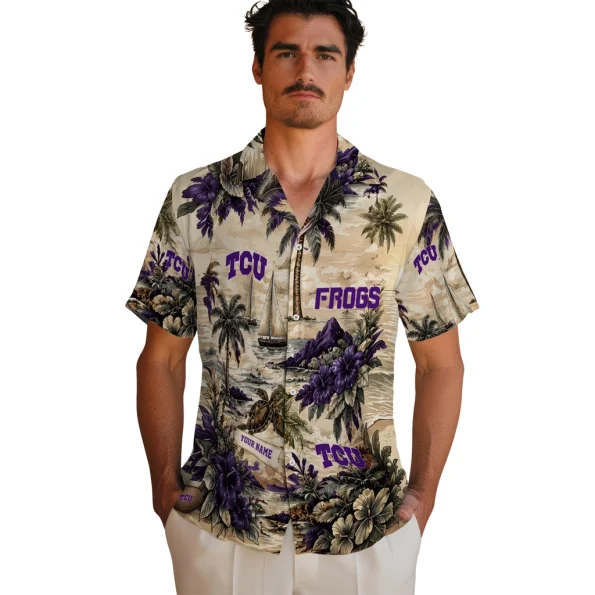 tcu-horned-frogs-hawaiian-shirt-custom-island-voyage-purple-beige-fashion-forward