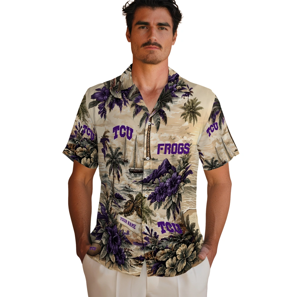 tcu-horned-frogs-hawaiian-shirt-custom-island-voyage-purple-beige-fashion-forward