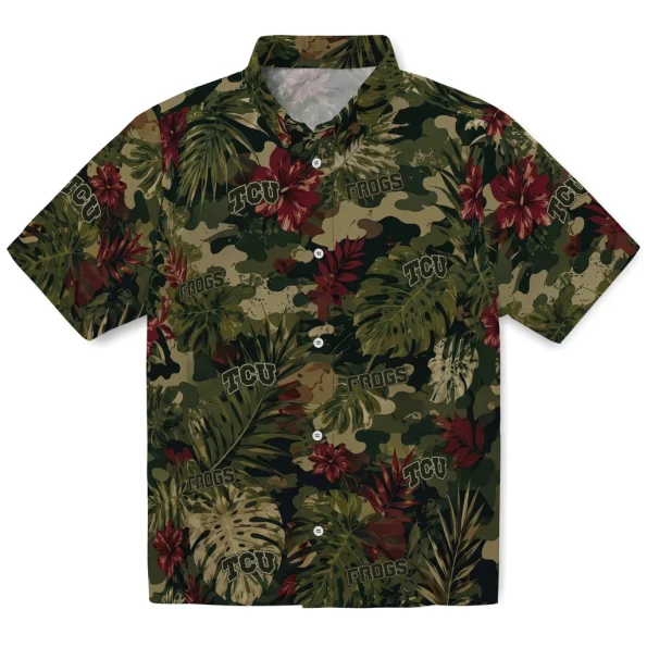 tcu-horned-frogs-hawaiian-shirt-personalized-foliage-camo-dark-olive-green-best-selling tcu horned frogs hawaiian shirt personalized foliage camo dark olive green best selling