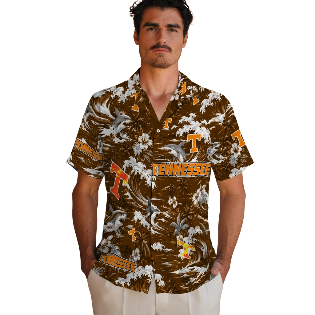 tennessee-volunteers-hawaiian-shirt-custom-wave-florals-orange-fashion-forward