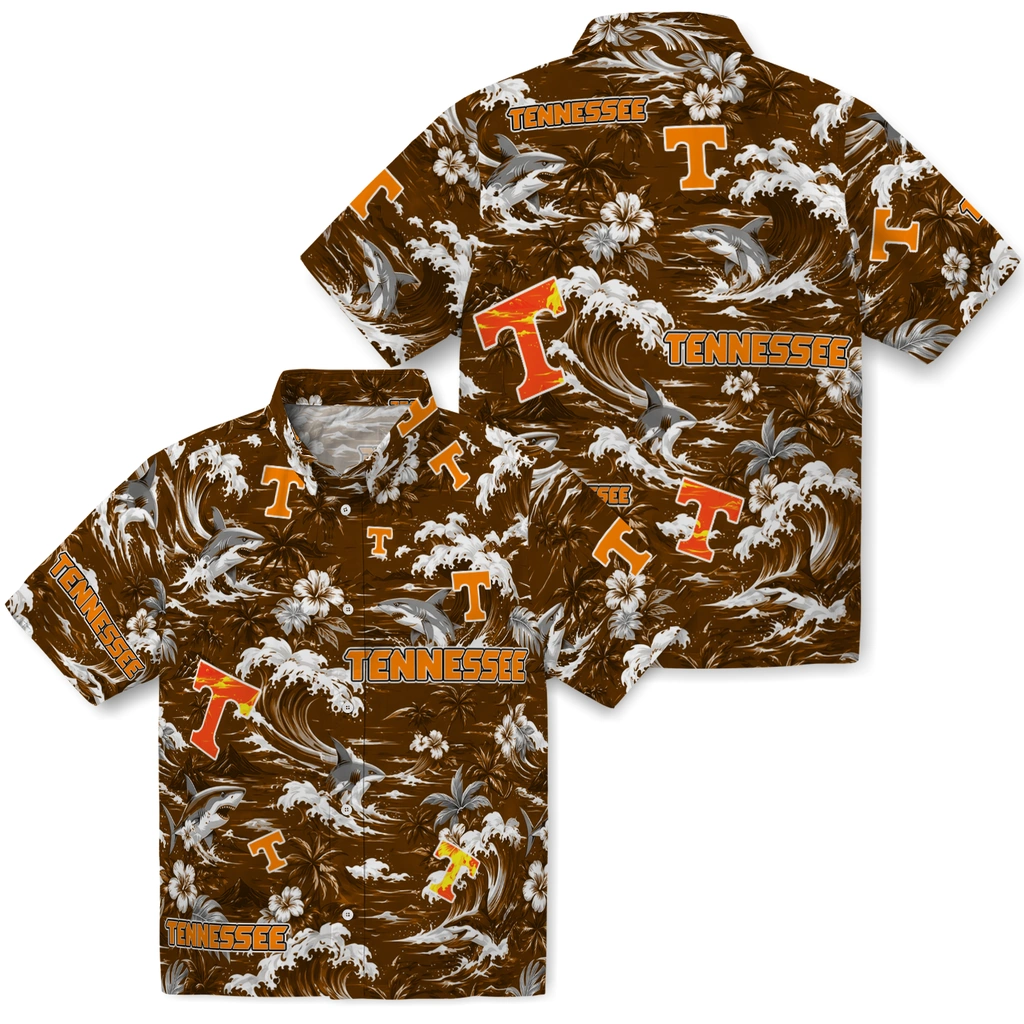 tennessee-volunteers-hawaiian-shirt-custom-wave-florals-orange-high-quality