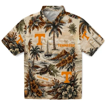Tennessee Volunteers Hawaiian Shirt - Customized Island Voyage Orange Beige