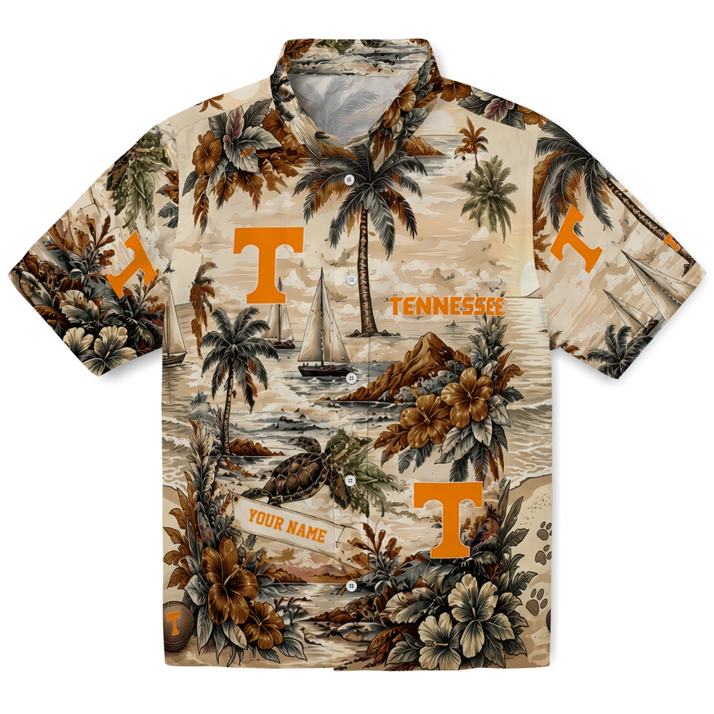 tennessee-volunteers-hawaiian-shirt-customized-island-voyage-orange-beige-best-selling tennessee volunteers hawaiian shirt customized island voyage orange beige best selling
