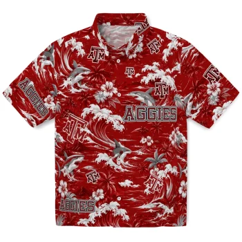 Texas A&M Aggies Hawaiian Shirt - Customized Wave Florals Maroon