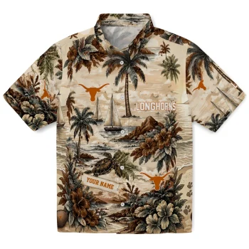 Texas Longhorns Hawaiian Shirt - Customized Island Voyage Orange Beige
