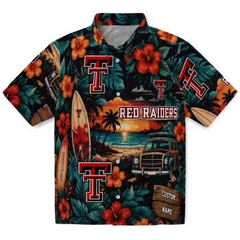 Texas Tech Red Raiders Hawaiian Shirt - Customized Scenic Collage Black Green