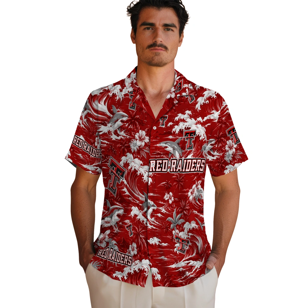 texas-tech-red-raiders-hawaiian-shirt-personalized-wave-florals-red-fashion-forward