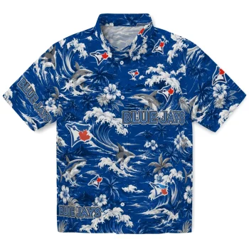 Toronto Blue Jays Hawaiian Shirt - Custom Wave Florals Blue