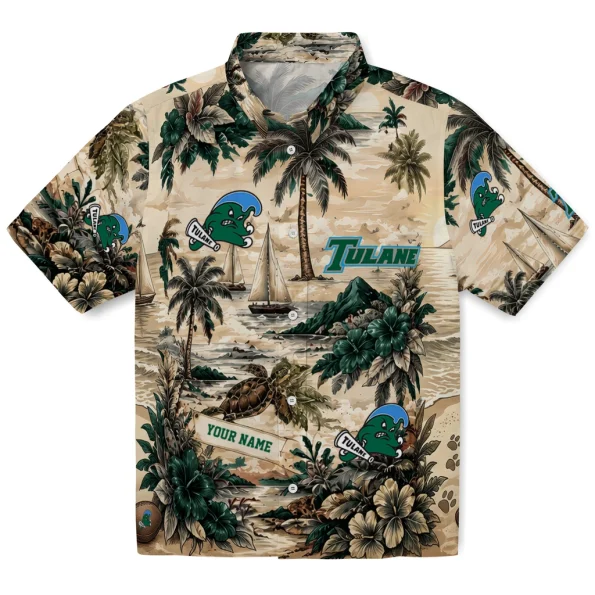 tulane-green-wave-hawaiian-shirt-custom-island-voyage-green-beige-best-selling tulane green wave hawaiian shirt custom island voyage green beige best selling