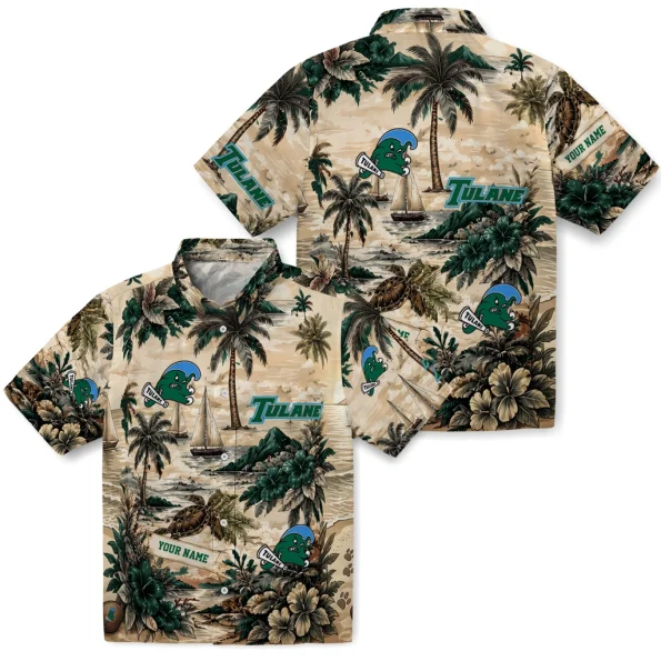 tulane-green-wave-hawaiian-shirt-custom-island-voyage-green-beige-high-quality