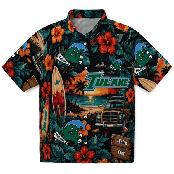 tulane-green-wave-hawaiian-shirt-customized-scenic-collage-black-green-best-selling tulane green wave hawaiian shirt customized scenic collage black green best selling