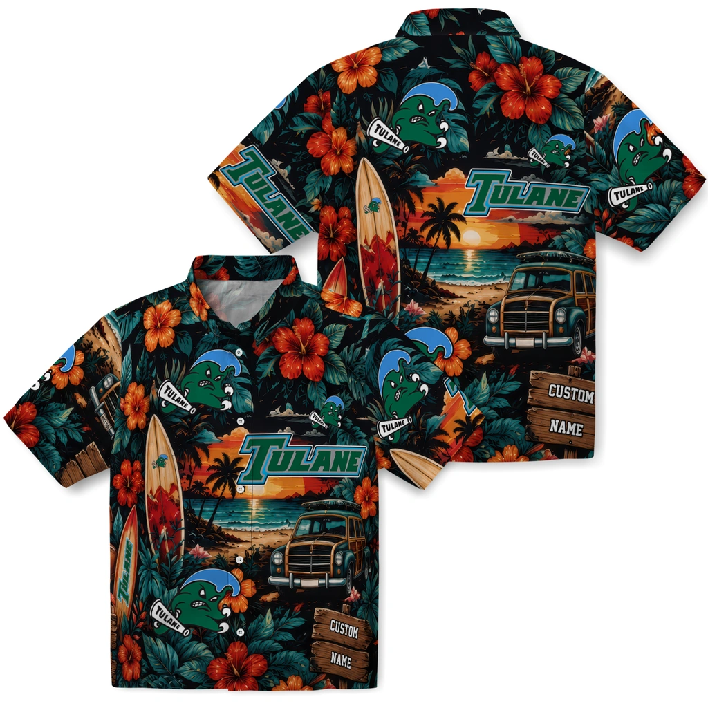 tulane-green-wave-hawaiian-shirt-customized-scenic-collage-black-green-high-quality