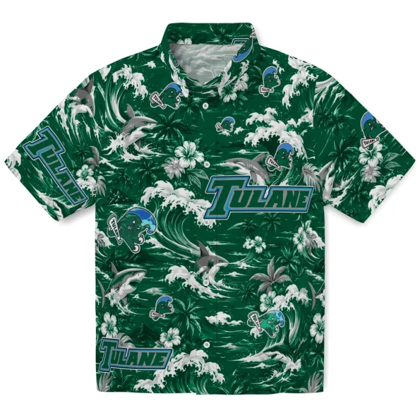 tulane-green-wave-hawaiian-shirt-personalized-wave-florals-green-best-selling tulane green wave hawaiian shirt personalized wave florals green best selling
