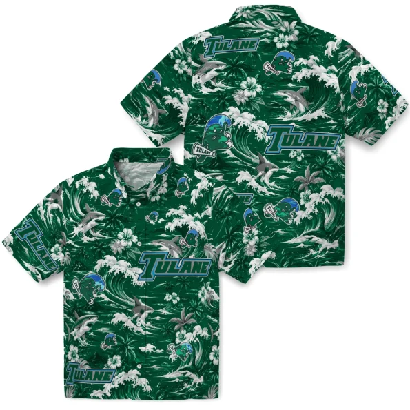 tulane-green-wave-hawaiian-shirt-personalized-wave-florals-green-high-quality