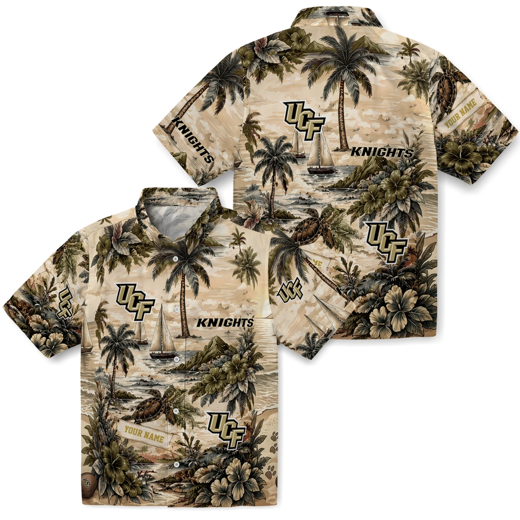 ucf-knights-hawaiian-shirt-personalized-island-voyage-gold-beige-high-quality