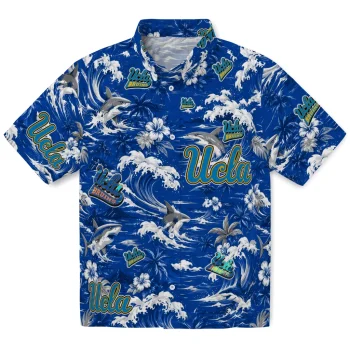 UCLA Bruins Hawaiian Shirt - Personalized Wave Florals Blue