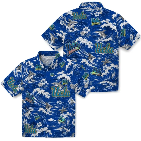 ucla-bruins-hawaiian-shirt-personalized-wave-florals-blue-high-quality